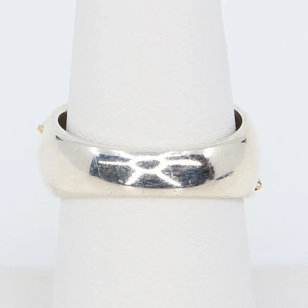 Vintage Chunky Sterling Silver With 18K Gold Twisted Rope Ring Size 6.75 1980s
